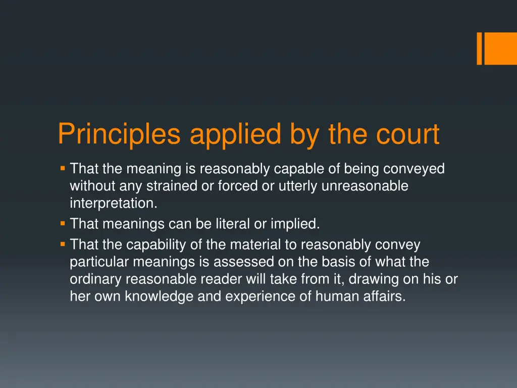 principles applied by the court