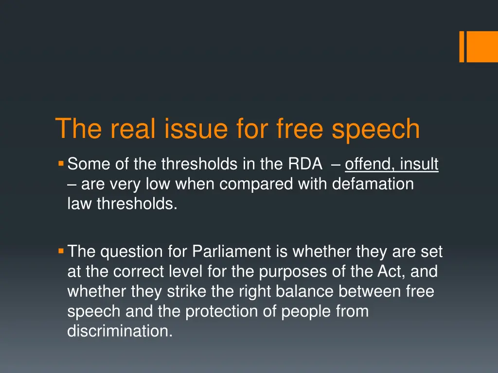 the real issue for free speech
