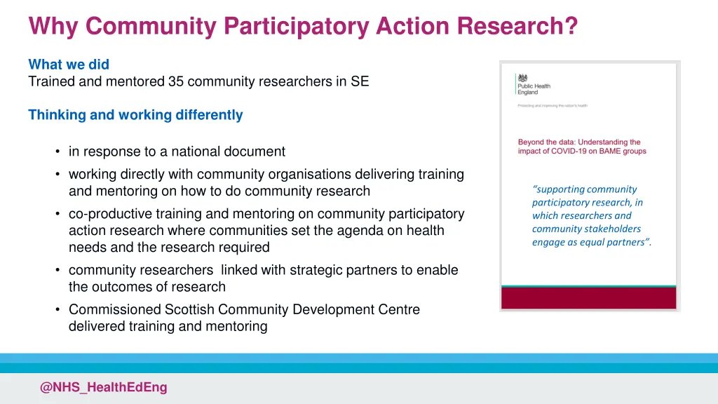 why community participatory action research