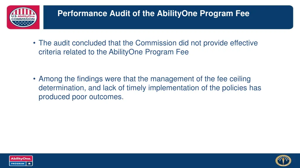 performance audit of the abilityone program fee 1
