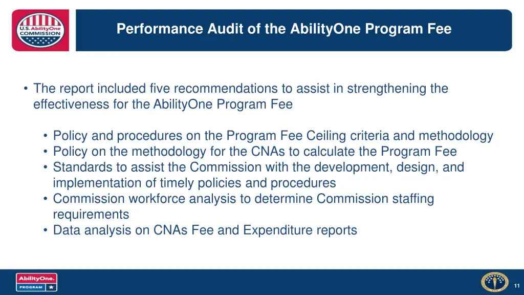 performance audit of the abilityone program fee 2