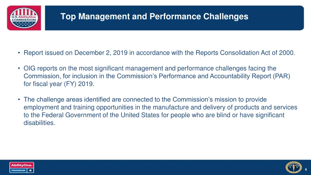 top management and performance challenges