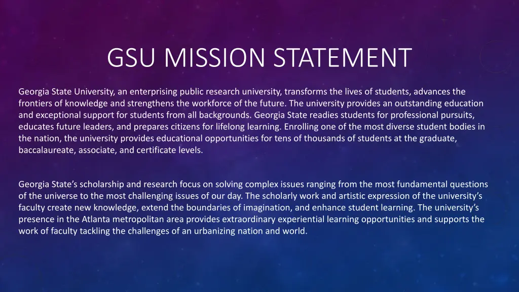 gsu mission statement