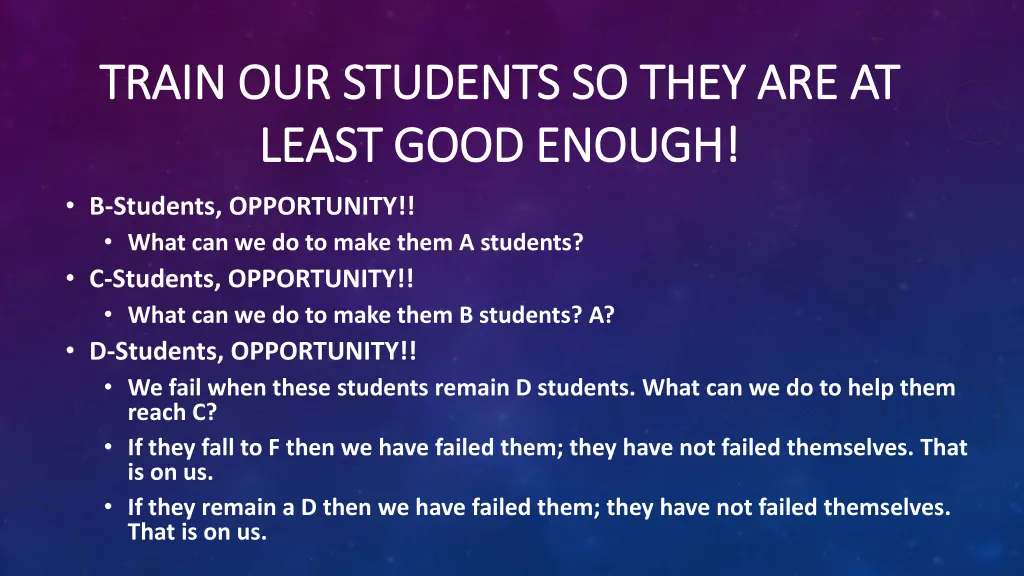 train our students so they are at train