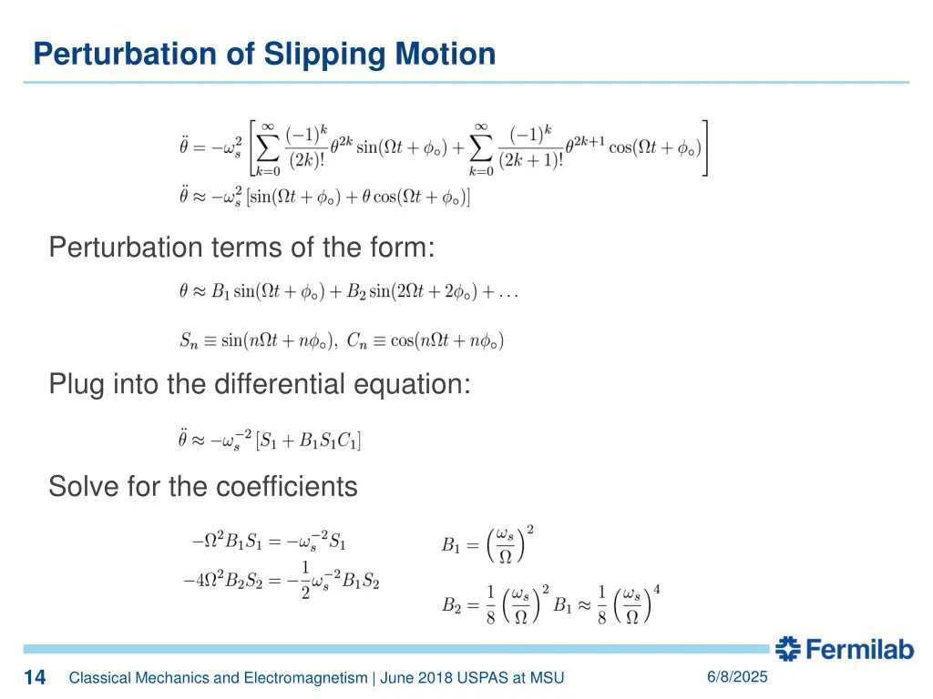 perturbation of slipping motion 1