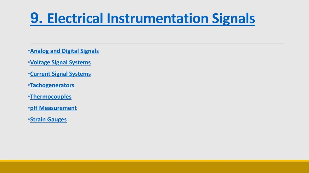 9 electrical instrumentation signals
