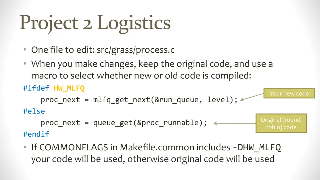 project 2 logistics
