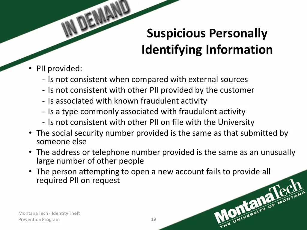 suspicious personally identifying information