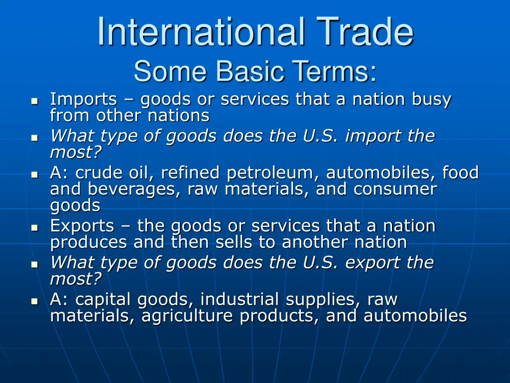 international trade some basic terms imports