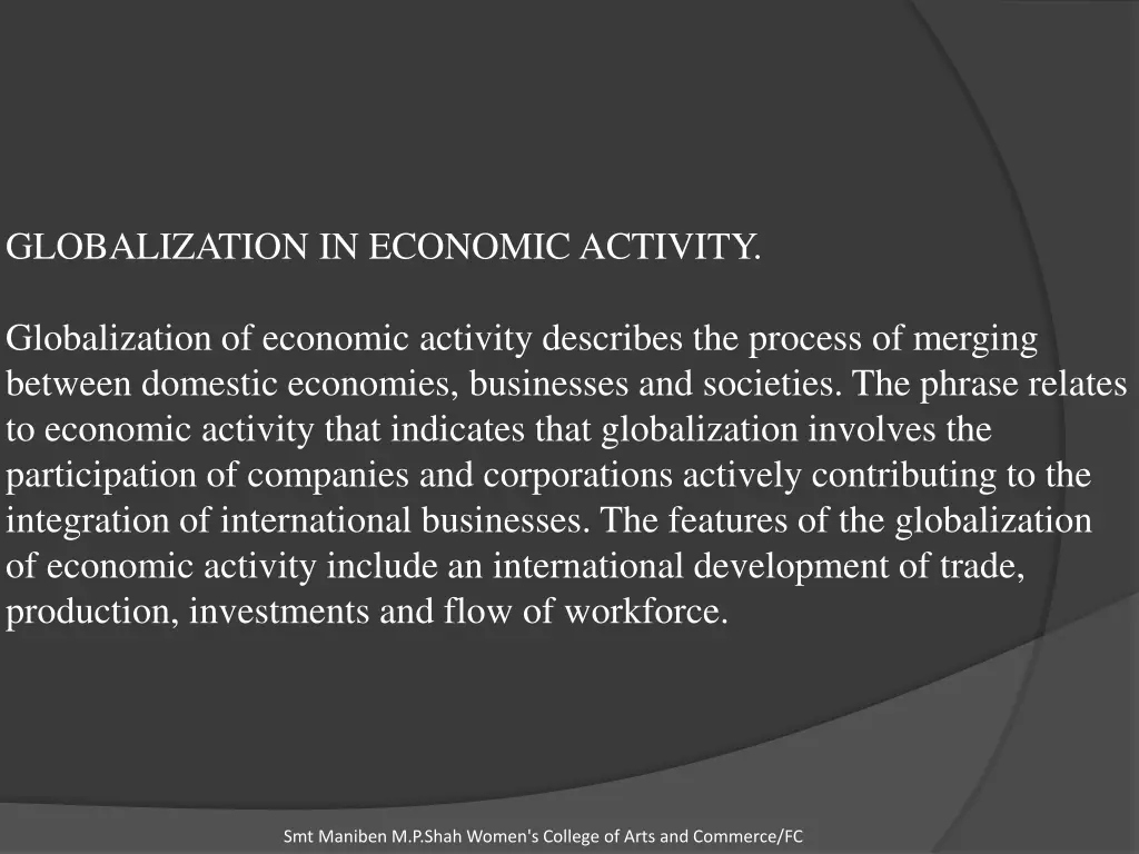 globalization in economic activity
