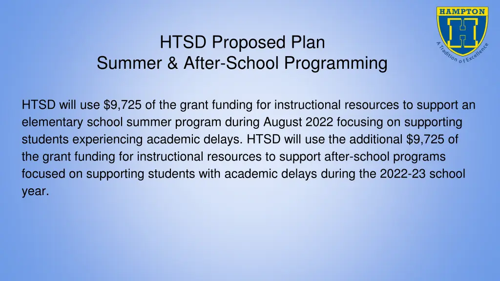 htsd proposed plan summer after school programming