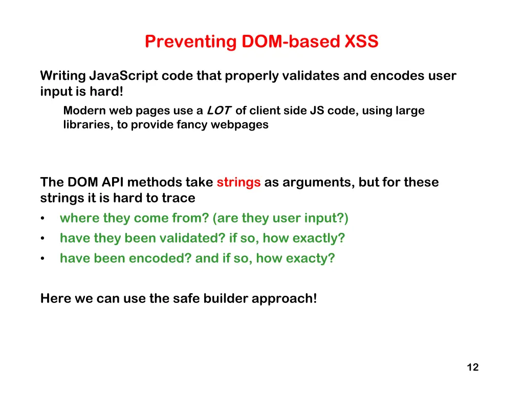 preventing dom based xss