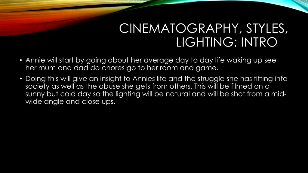 cinematography styles lighting intro