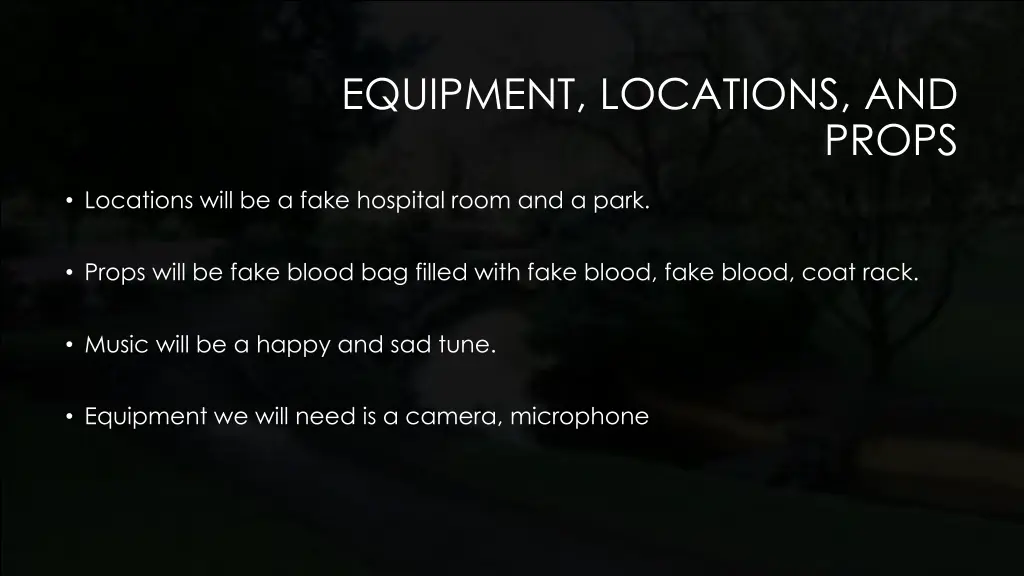 equipment locations and