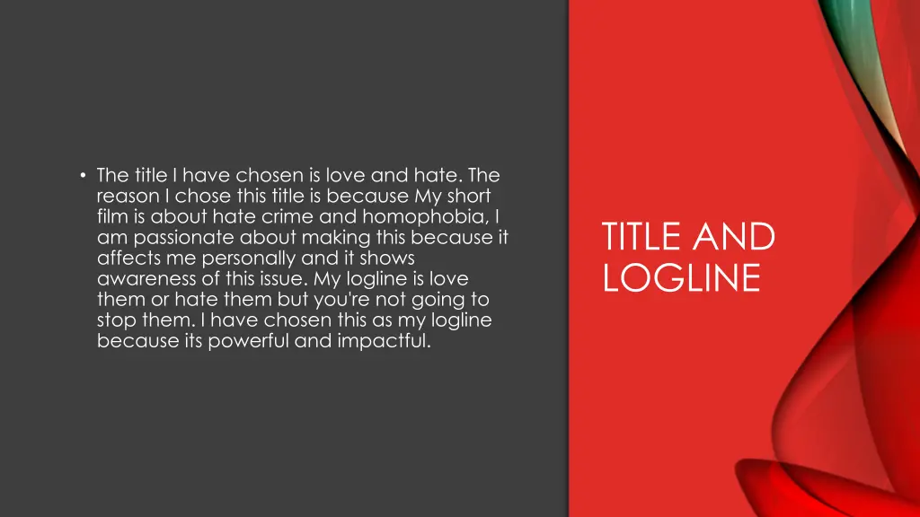 the title i have chosen is love and hate