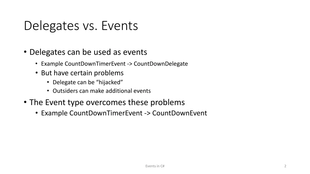 delegates vs events