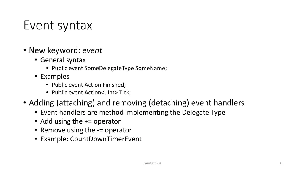 event syntax