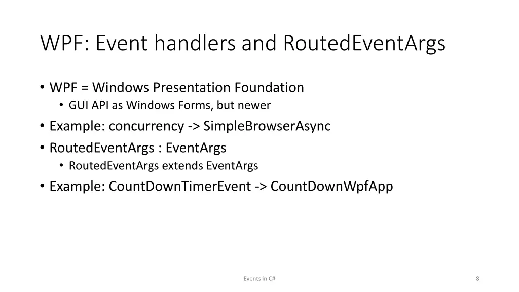 wpf event handlers and routedeventargs
