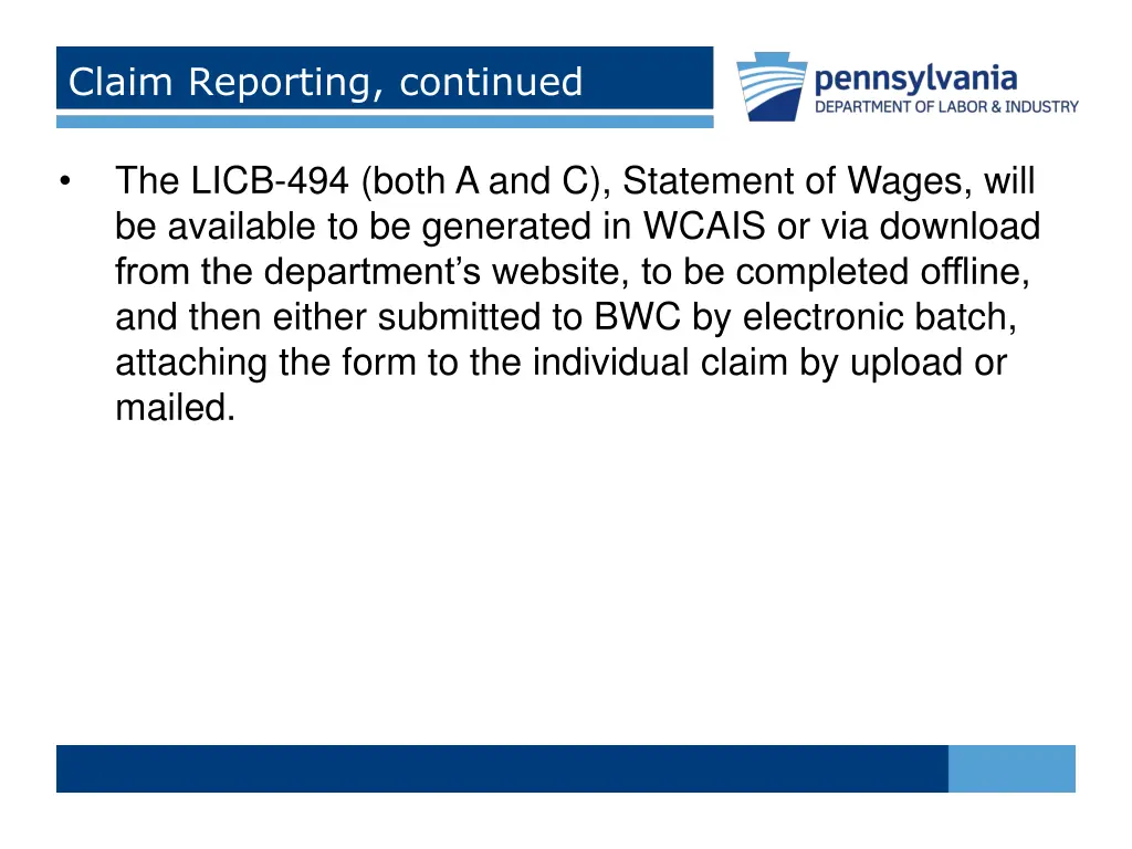 claim reporting continued 1