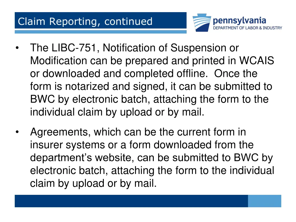 claim reporting continued 2