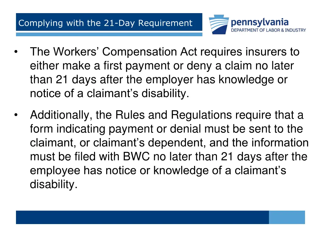 complying with the 21 day requirement