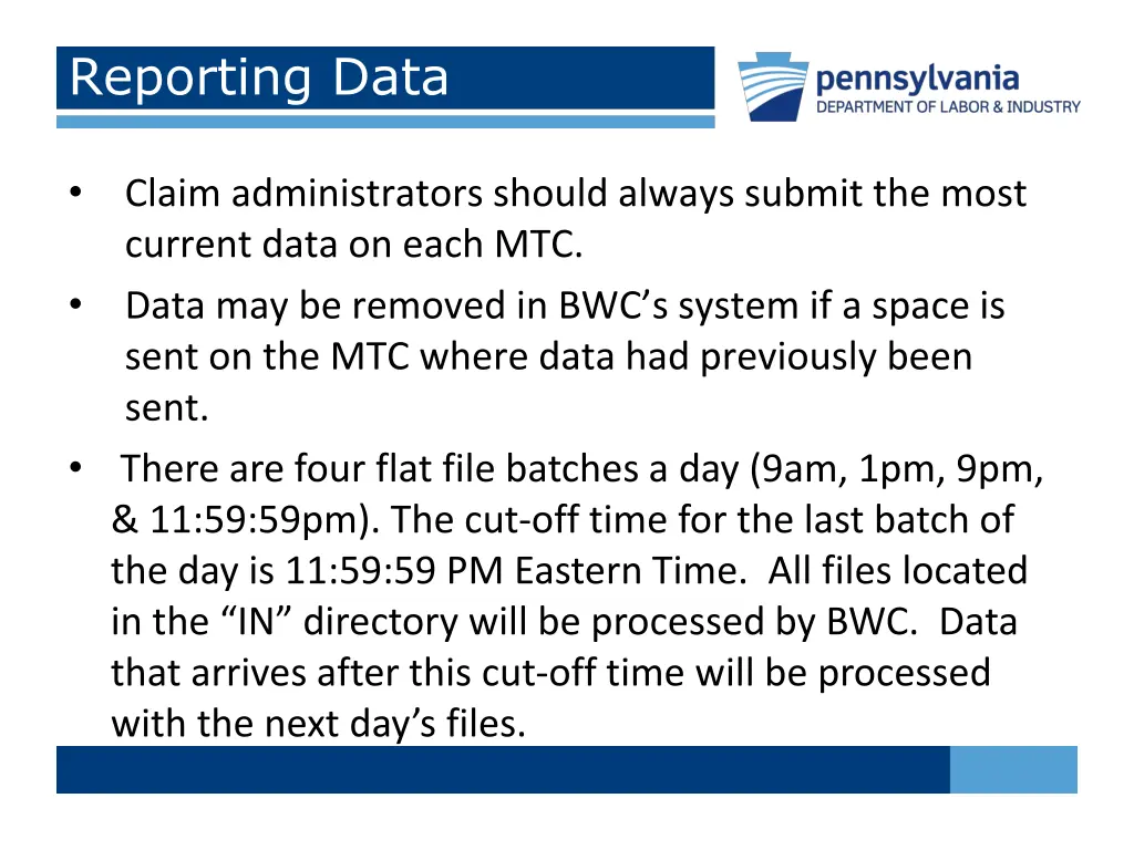 reporting data