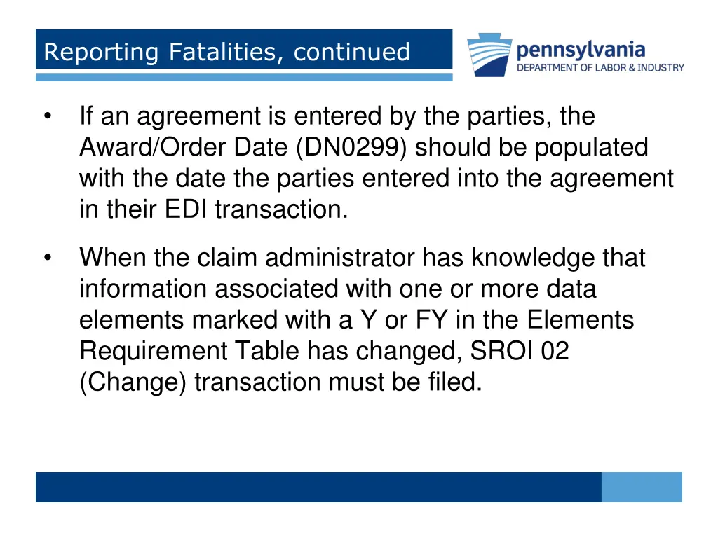 reporting fatalities continued