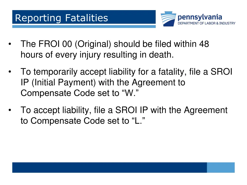reporting fatalities