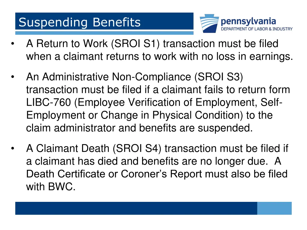 suspending benefits