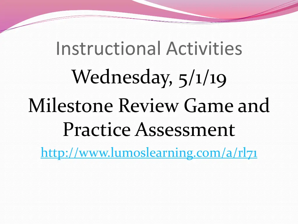 instructional activities wednesday
