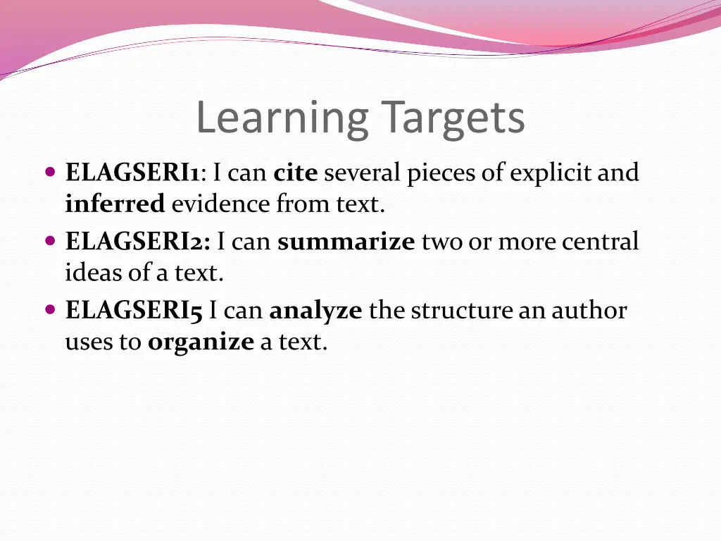 learning targets