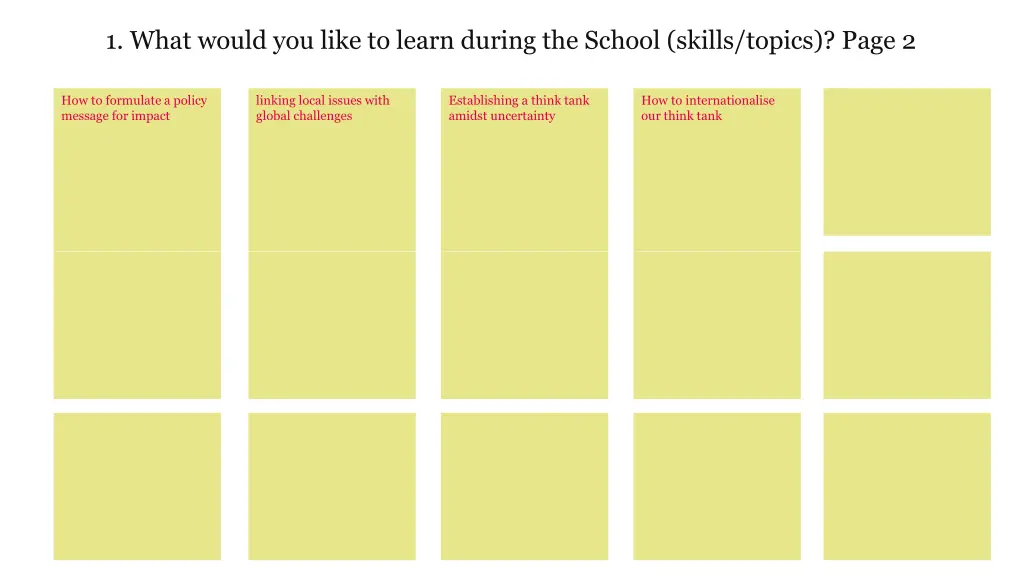 1 what would you like to learn during the school 1