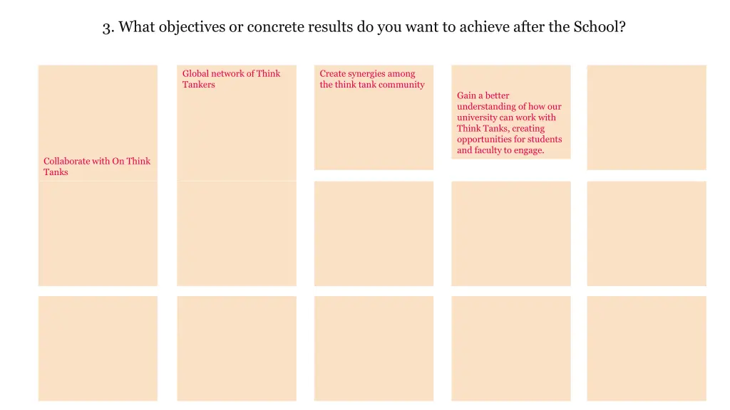 3 what objectives or concrete results do you want
