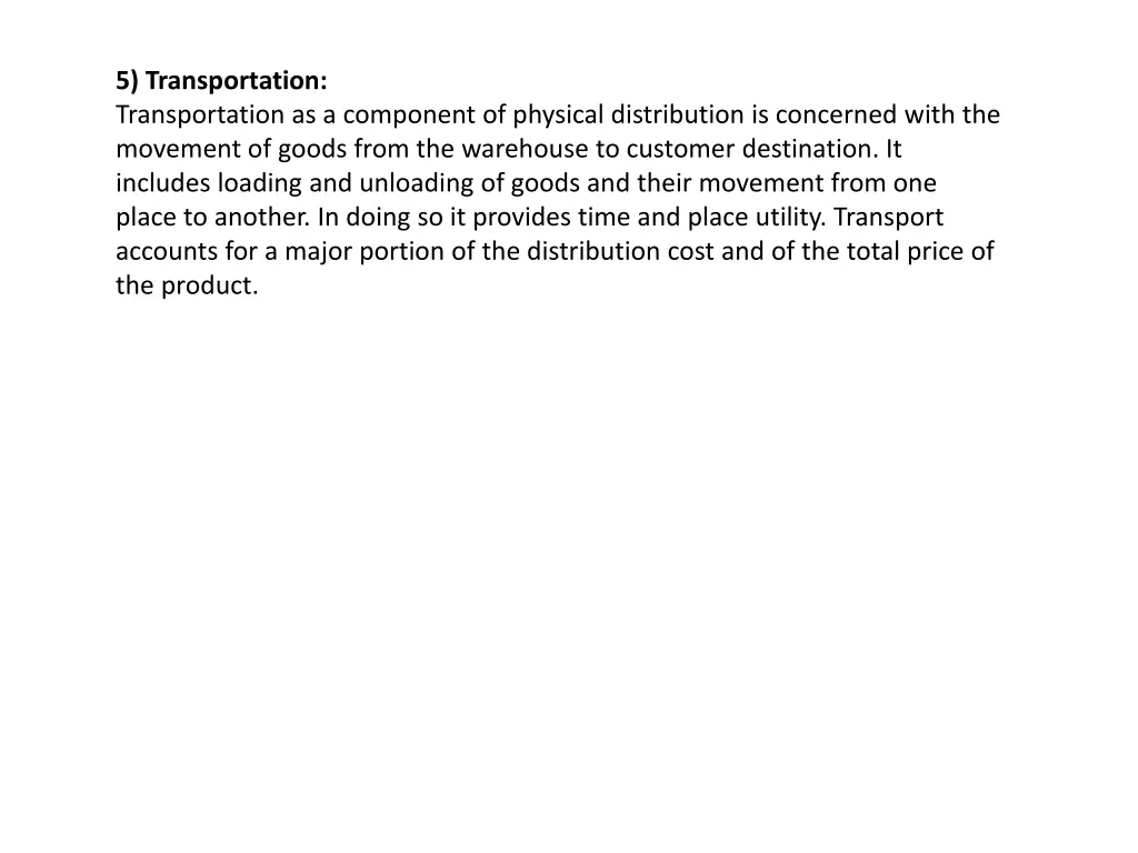 5 transportation transportation as a component