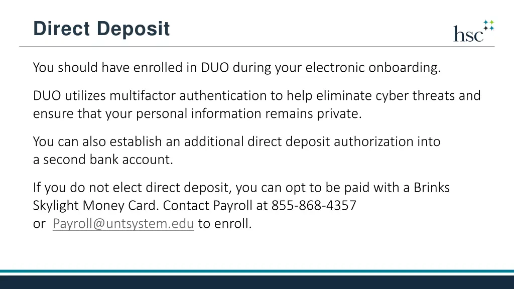 direct deposit
