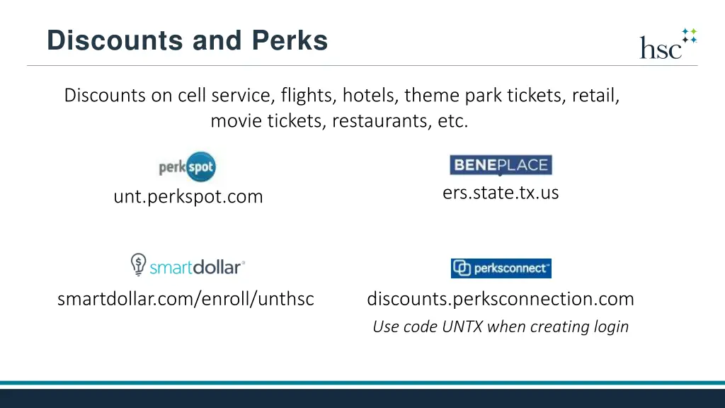 discounts and perks