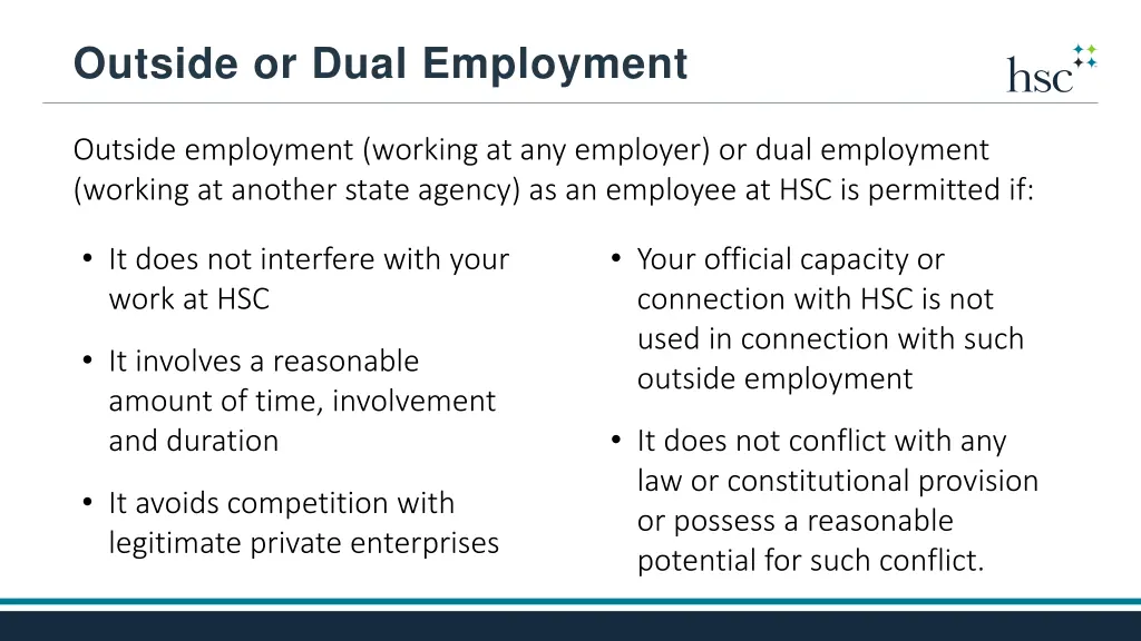 outside or dual employment