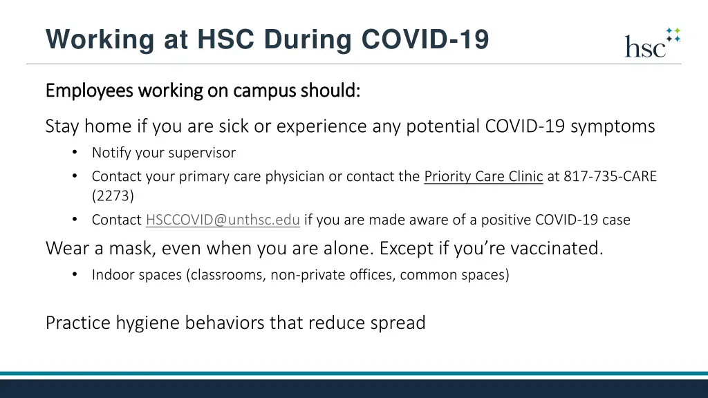 working at hsc during covid 19