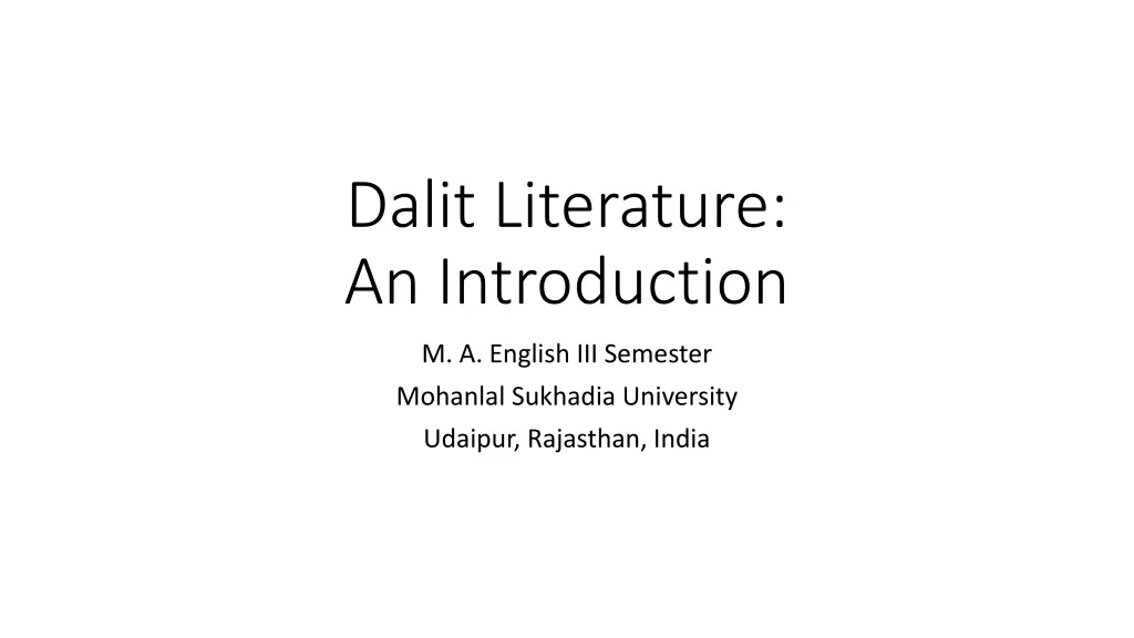 dalit literature an introduction
