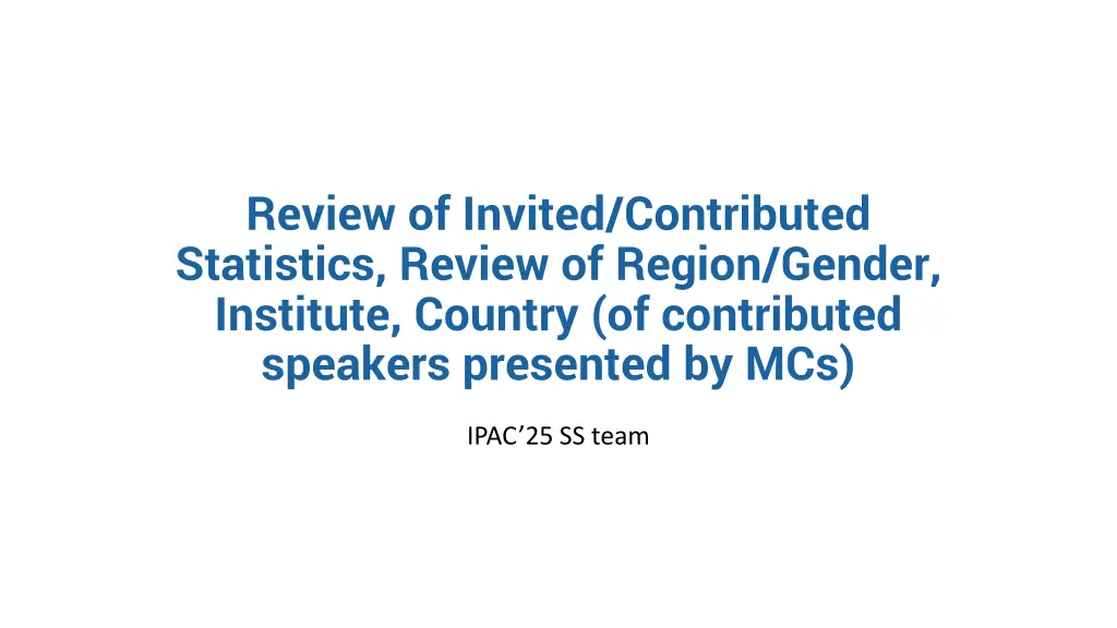review of invited contributed statistics review