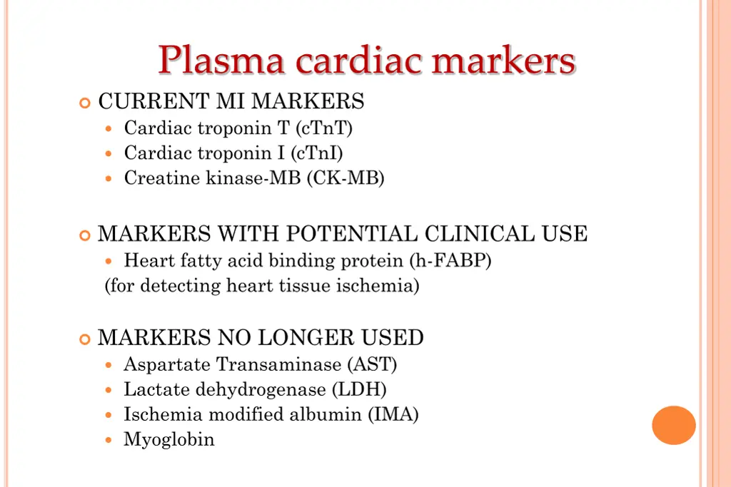 plasma cardiac markers