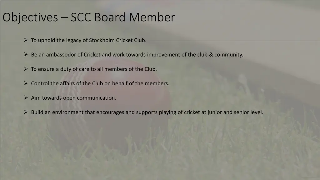 objectives scc board member