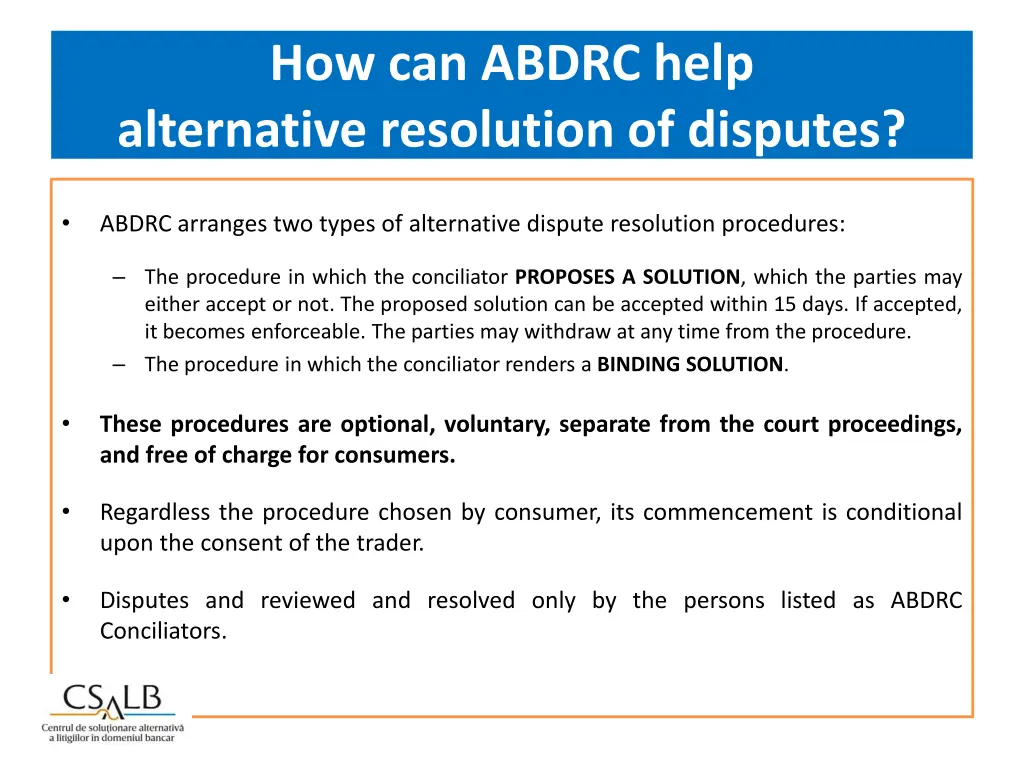 how can abdrc help alternative resolution