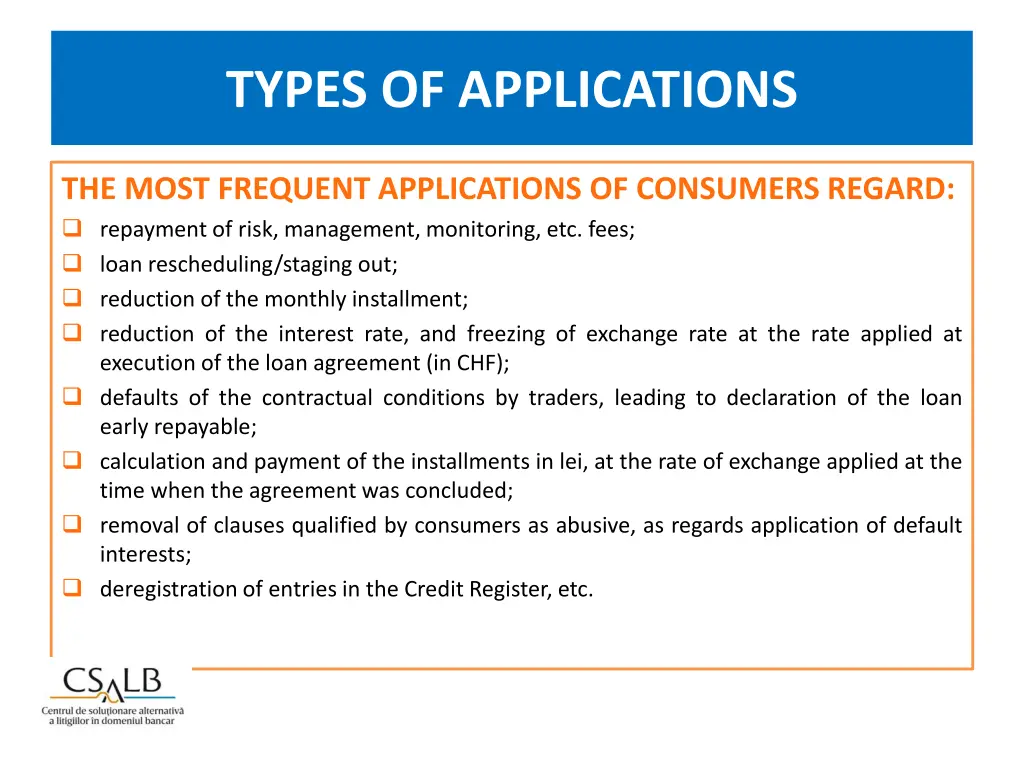 types of applications