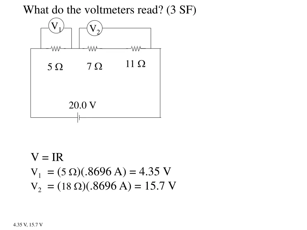 what do the voltmeters read 3 sf v 1 v 2