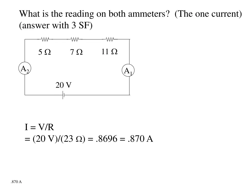what is the reading on both ammeters