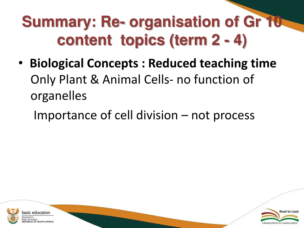 summary re organisation of gr 10 content topics 1