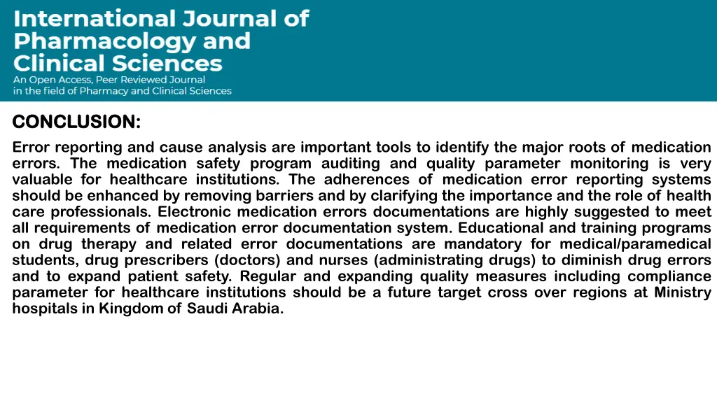conclusion conclusion error reporting and cause