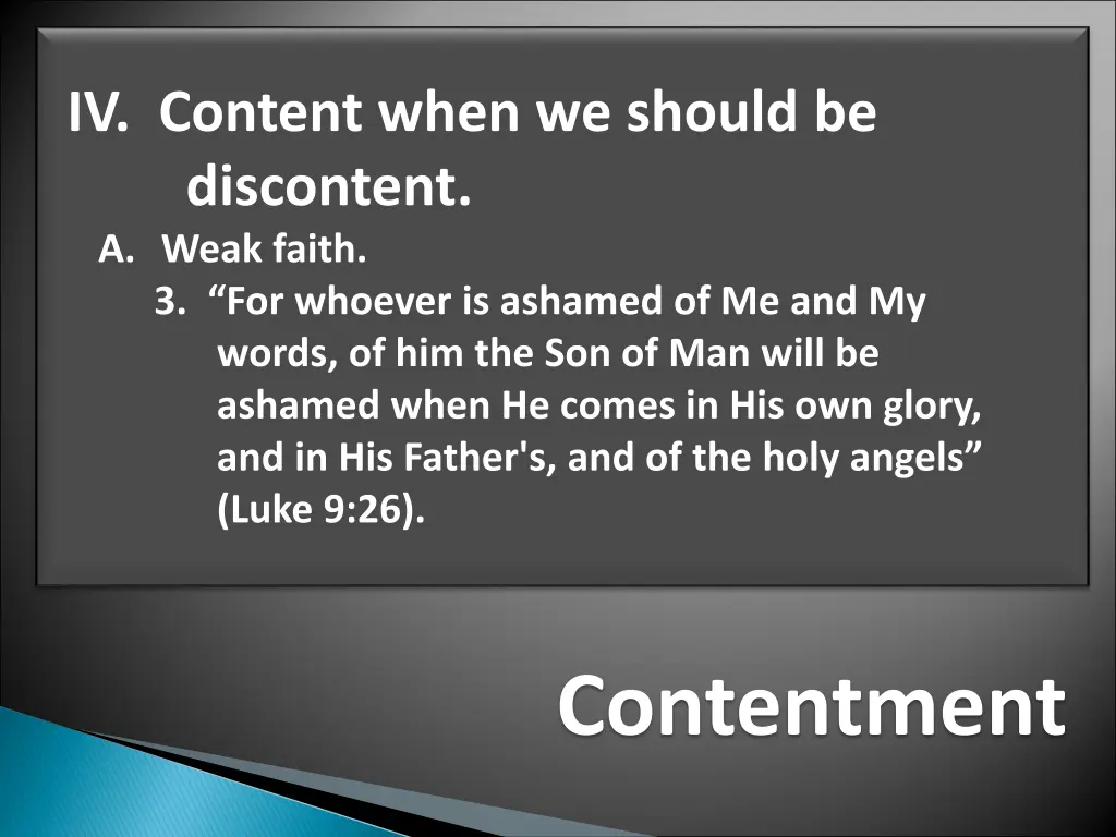 iv content when we should be discontent a weak 1
