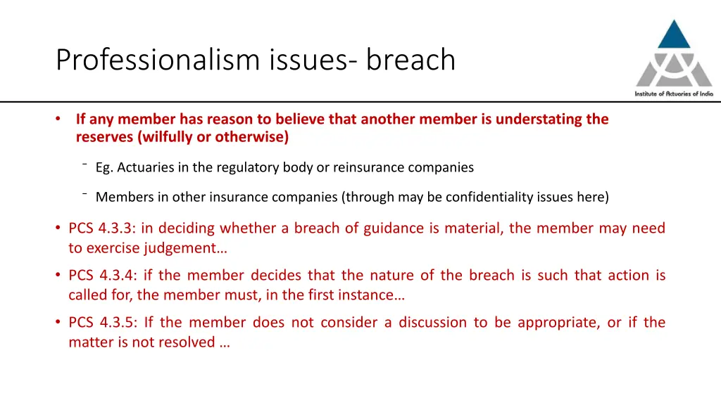 professionalism issues breach